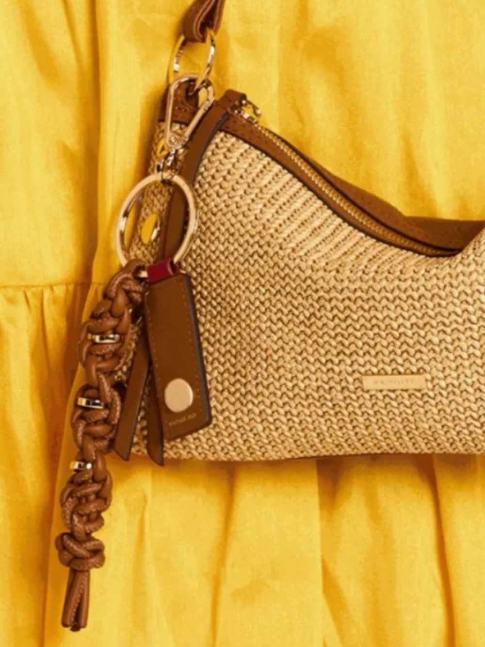Hammitt Knotted Cocoa Leather Key Ring/Bag Charm - NEW w/tags